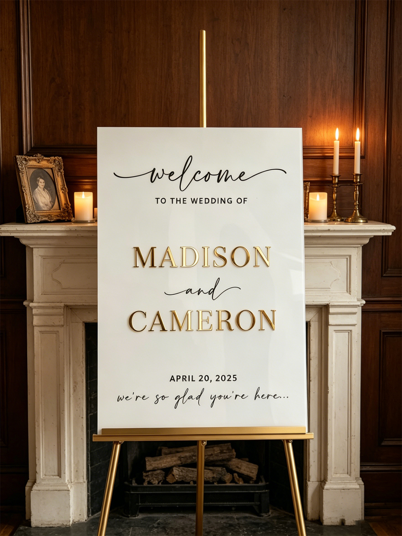 Minimalist Vertical Acrylic Wedding Entrance Board